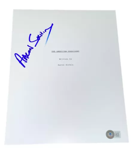 AARON SORKIN SIGNED AUTOGRAPH THE AMERICAN PRESIDENT MOVIE SCRIPT SCREENPLAY BAS COLLECTIBLE MEMORABILIA