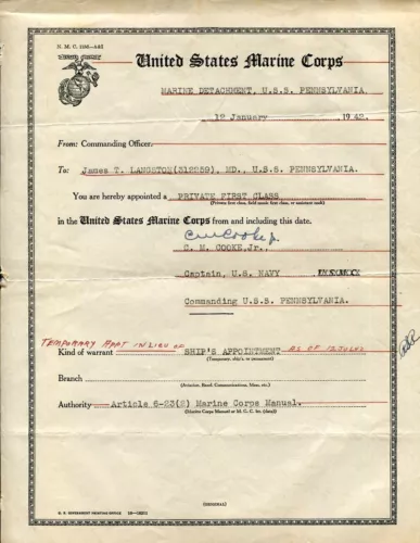 Admiral Charles M. Cooke Jr. Pearl Harbor USS Pennsylvania Capt Signed Autograph