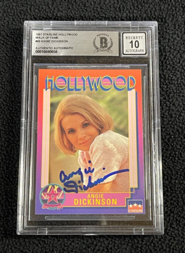 ANGIE DICKINSON SIGNED 1991 WALK OF FAME CARD #68 POLICE WOMAN BECKETT AUTO 10 COLLECTIBLE MEMORABILIA