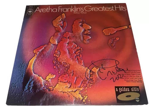 ARETHA FRANKLIN SIGNED GREATEST HITS LP ALBUM COVER BECKETT (BAS) LOA COLLECTIBLE MEMORABILIA