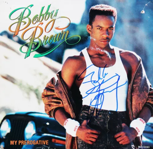 BOBBY BROWN SIGNED MY PREROGATIVE 45 RPM SINGLE ALBUM COVER BAS #BG79116 COLLECTIBLE MEMORABILIA