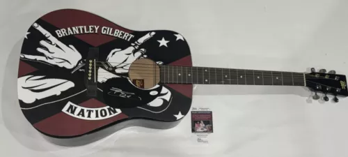 BRANTLEY GILBERT SIGNED FULL SIZE CUSTOM ACOUSTIC GUITAR NATION JSA COA COLLECTIBLE MEMORABILIA