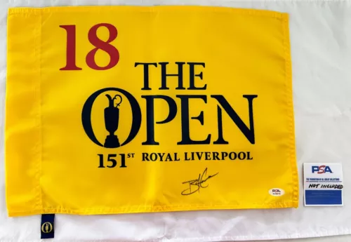 BRIAN HARMAN SIGNED 2023 OPEN CHAMPIONSHIP FLAG 151ST ROYAL LIVERPOOL PSA/DNA… COLLECTIBLE MEMORABILIA