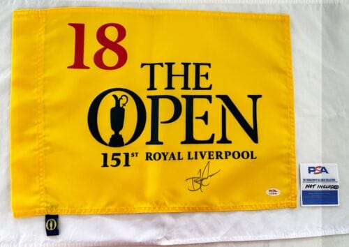 BRIAN HARMAN SIGNED 2023 OPEN CHAMPIONSHIP FLAG 151ST ROYAL LIVERPOOL PSA/DNA… COLLECTIBLE MEMORABILIA