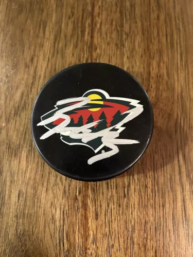 BROCK FABER MINNESOTA WILD SIGNED OFFICIAL HOCKEY PUCK YOUNG STUD COLLECTIBLE MEMORABILIA