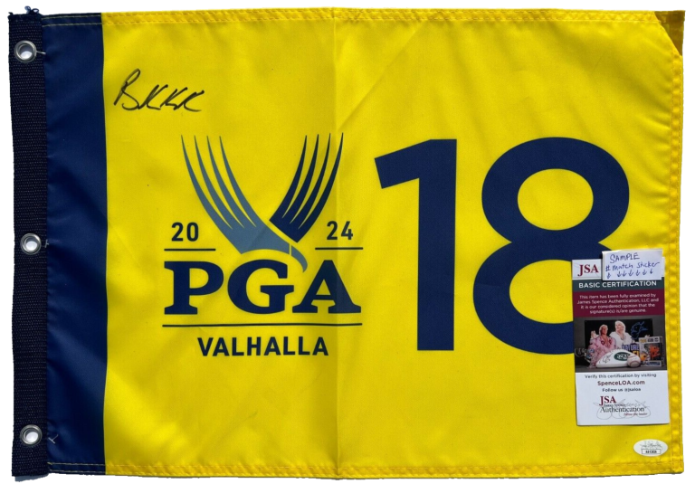 BROOKS KOEPKA SIGNED 2024 PGA CHAMPIONSHIP PIN FLAG VALHALLA GOLF JSA COLLECTIBLE MEMORABILIA