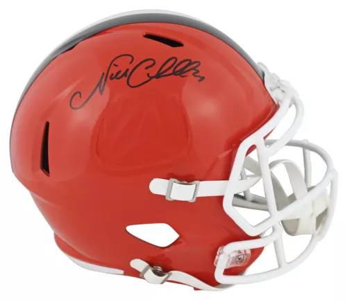 BROWNS NICK CHUBB AUTHENTIC SIGNED FULL SIZE SPEED REP HELMET BAS WITNESSED 2 COLLECTIBLE MEMORABILIA