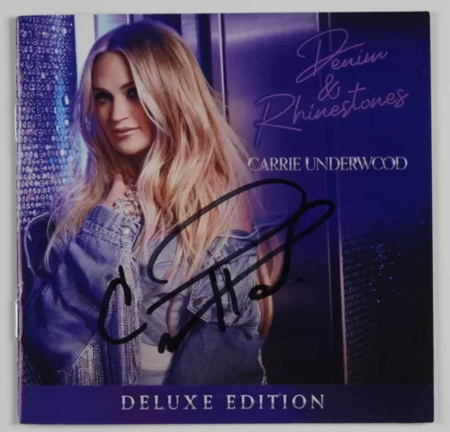 CARRIE UNDERWOOD JSA SIGNED AUTOGRAPH CD BOOKLET DENIM & RHINESTONES COLLECTIBLE MEMORABILIA