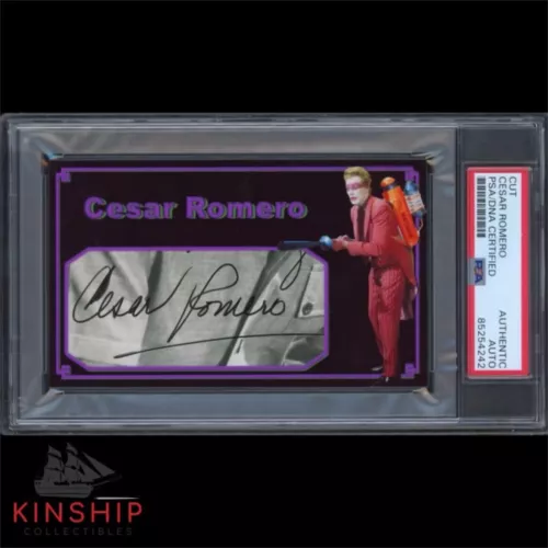 CESAR ROMERO SIGNED CUT 3×5 CUSTOM CARD PSA DNA SLAB BATMAN JOKER AUTO C3050 COLLECTIBLE MEMORABILIA