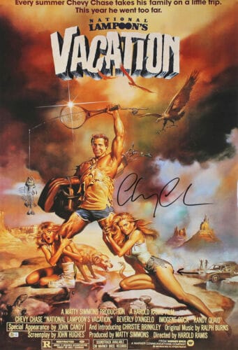 CHEVY CHASE VACATION AUTHENTIC SIGNED 24×36 MOVIE POSTER BAS WITNESSED #1W310288 COLLECTIBLE MEMORABILIA