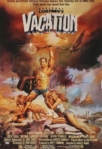 CHEVY CHASE VACATION AUTHENTIC SIGNED 24×36 MOVIE POSTER BAS WITNESSED #1W310297 COLLECTIBLE MEMORABILIA