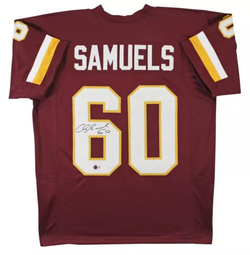 CHRIS SAMUELS AUTHENTIC SIGNED MAROON PRO STYLE JERSEY AUTOGRAPHED BAS WITNESSED COLLECTIBLE MEMORABILIA