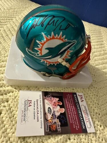 COACH MIKE MCDANIEL SIGNED MINI HELMET JSA AUTHENTICATED COA MIAMI DOLPHINS COLLECTIBLE MEMORABILIA