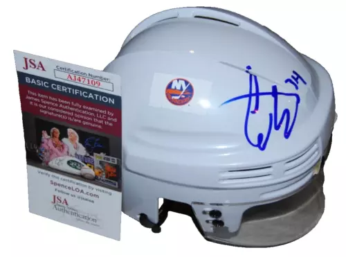 COLE EISERMAN SIGNED (NEW YORK ISLANDERS) MINI HOCKEY HELMET JSA AJ47109 COLLECTIBLE MEMORABILIA