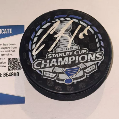 COLTON PARAYKO (Blues) Signed 2019 STANLEY CUP CHAMPS Puck w/ Beckett COA (BAS)