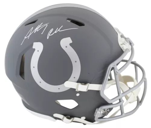 COLTS ANTHONY RICHARDSON SIGNED SLATE FULL SIZE SPEED PROLINE HELMET FANATICS COLLECTIBLE MEMORABILIA