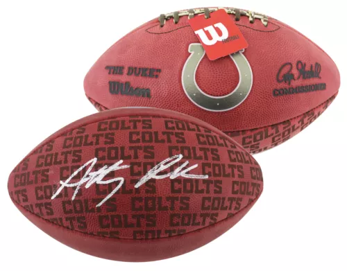 COLTS ANTHONY RICHARDSON SIGNED WILSON “THE DUKE” TEAM SHOWCASE NFL FOOTBALL FAN COLLECTIBLE MEMORABILIA