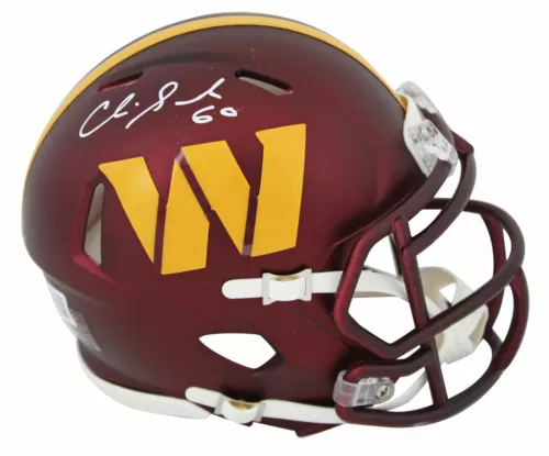 COMMANDERS CHRIS SAMUELS AUTHENTIC SIGNED SPEED MINI HELMET BAS WITNESSED COLLECTIBLE MEMORABILIA