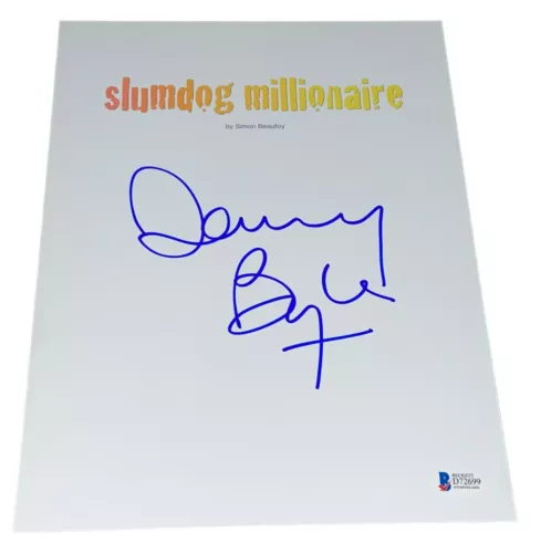 DANNY BOYLE SIGNED AUTOGRAPH SLUMDOG MILLIONAIRE MOVIE SCRIPT SCREENPLAY BAS COLLECTIBLE MEMORABILIA