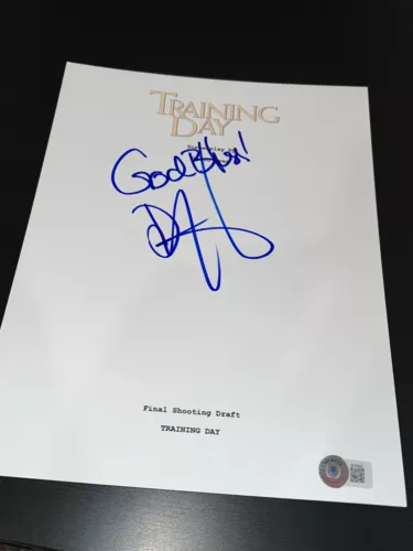 DENZEL WASHINGTON SIGNED AUTOGRAPH MOVIE SCRIPT TRAINING DAY BECKETT BAS E COLLECTIBLE MEMORABILIA