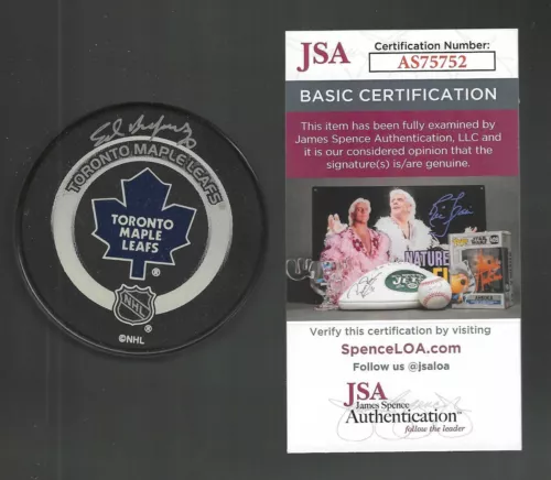 Ed Belfour Signed Toronto Maple Leafs Official Game Puck JSA COA