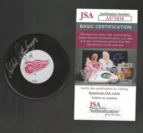 Eddie Litzenberger Signed Detroit Red Wings Puck JSA COA