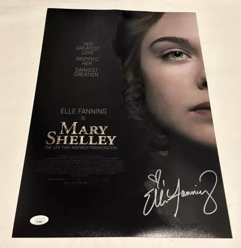 ELLE FANNING SIGNED MARY SHELLEY 12X18 MOVIE POSTER JSA COLLECTIBLE MEMORABILIA