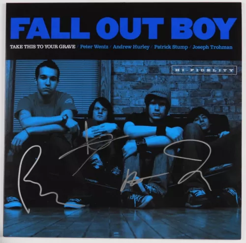 FALL OUT BOY JSA FULLY SIGNED AUTOGRAPH ALBUM RECORD VINYL TAKE THIS TO YOUR COLLECTIBLE MEMORABILIA