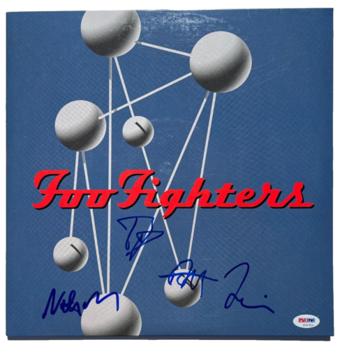 FOO FIGHTERS SIGNED COLOUR SHAPE VINYL RECORD DAVE GROHL TAYLOR HAWKINS PSA/DNA