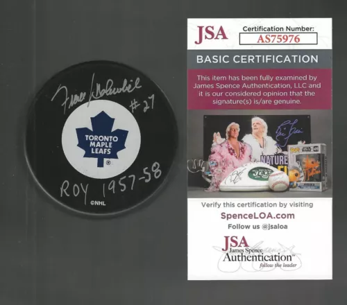Frank Mahovlich Signed & Inscribed Toronto Maple Leafs Puck JSA COA