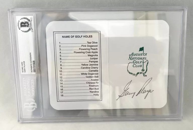 GARY PLAYER SIGNED MASTERS SCORECARD BECKETT BAS COA COLLECTIBLE MEMORABILIA