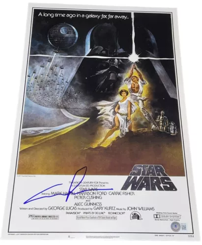 GEORGE LUCAS SIGNED AUTOGRAPH 12×18 AUTHENTIC STAR WARS POSTER PHOTO BECKETT B COLLECTIBLE MEMORABILIA