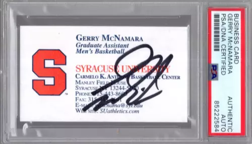 GERRY MCNAMARA HAND SIGNED SYRACUSE BUSINESS CARD BK LEGEND PSA SLABBED COLLECTIBLE MEMORABILIA