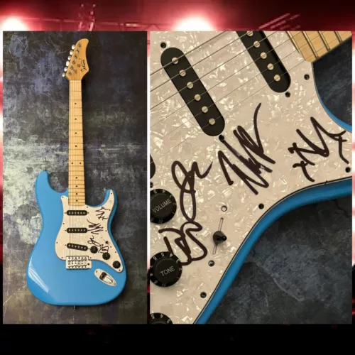 GFA TIM MCILRATH X4 BAND * RISE AGAINST * SIGNED ELECTRIC GUITAR PROOF COA COLLECTIBLE MEMORABILIA