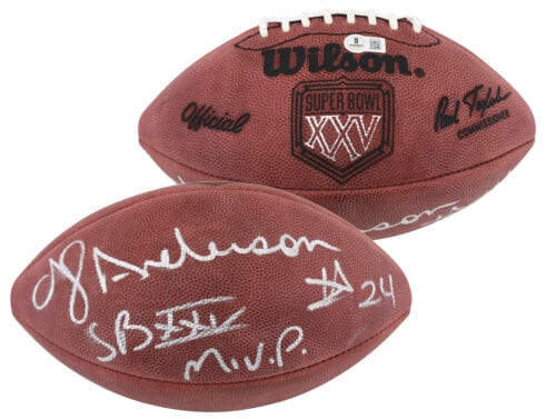 GIANTS OTTIS ANDERSON “SB XXV MVP” SIGNED OFFICIAL SB XXV LOGO NFL FOOTBALL BAS COLLECTIBLE MEMORABILIA