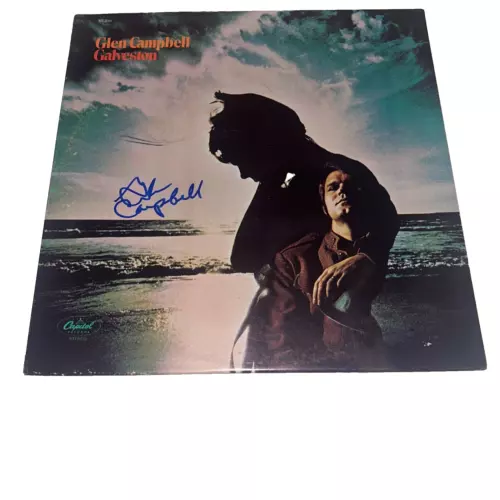 GLEN CAMPBELL Signed GALVESTON LP ALBUM COVER Beckett (BAS) LOA