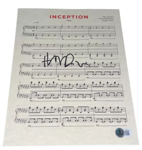 HANS ZIMMER SIGNED AUTOGRAPH SHEET MUSIC “TIME” INCEPTION AUTHENTIC BECKETT NY B COLLECTIBLE MEMORABILIA