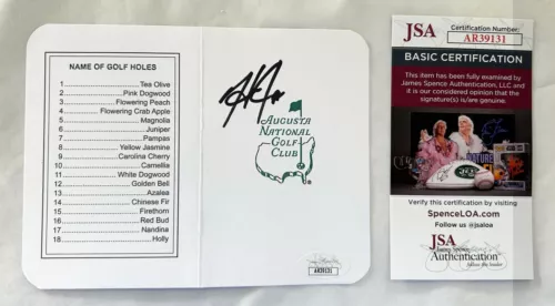 HAROLD VARNER III SIGNED MASTERS SCORECARD JSA COA COLLECTIBLE MEMORABILIA