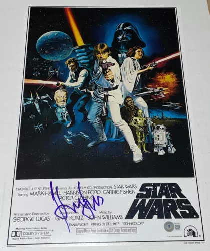 HARRISON FORD SIGNED AUTOGRAPH 12×18 PHOTO AUTHENTIC STAR WARS POSTER BECKETT NY COLLECTIBLE MEMORABILIA