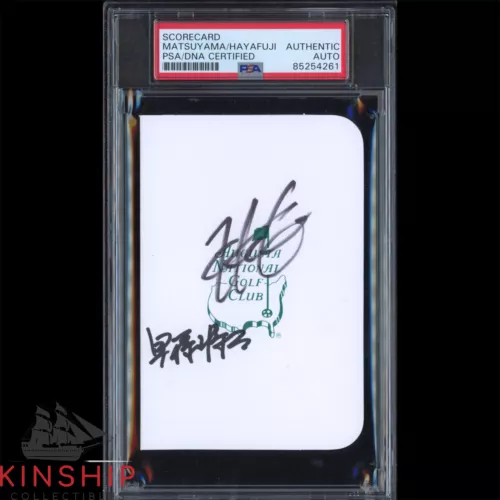 HIDEKI MATSYUAMA SHOTA HAYAFUJI SIGNED MASTERS SCORECARD PSA DNA SLAB AUTO C3046 COLLECTIBLE MEMORABILIA