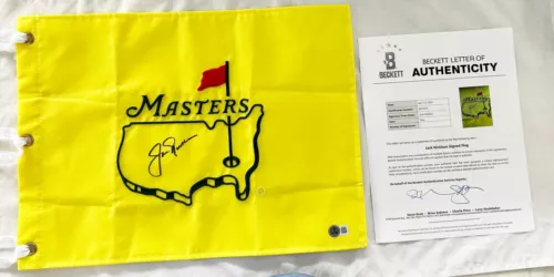 JACK NICKLAUS SIGNED MASTERS FLAG BECKETT BAS 1 COA COLLECTIBLE MEMORABILIA