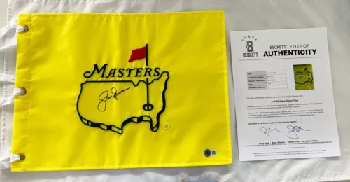 JACK NICKLAUS SIGNED MASTERS FLAG BECKETT BAS COA COLLECTIBLE MEMORABILIA