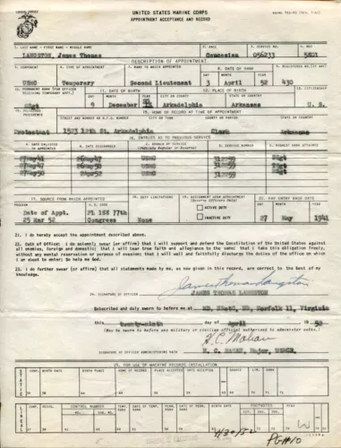 James Thomas Langston Pearl Harbor USS Pennsylvania Signed Autograph Archive