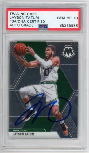 JAYSON TATUM SIGNED 2019 PANINI MOSAIC #79 AUTO PSA GEM MINT 10 CELTICS COLLECTIBLE MEMORABILIA