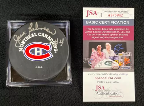 JEAN BELIVEAU SIGNED MONTREAL CANADIENS TRENCH SOUVENIR PUCK JSA COA COLLECTIBLE MEMORABILIA