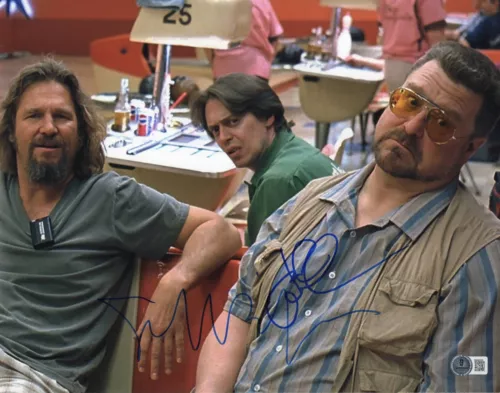 JEFF BRIDGES JOHN GOODMAN SIGNED 11×14 PHOTO THE BIG LEBOWSKI AUTOGRAPH BECKETT COLLECTIBLE MEMORABILIA