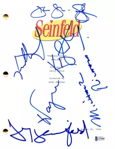 JERRY SEINFELD MICHAEL RICHARDS JULIA JASON SIGNED AUTOGRAPH SCRIPT BECKETT COA COLLECTIBLE MEMORABILIA