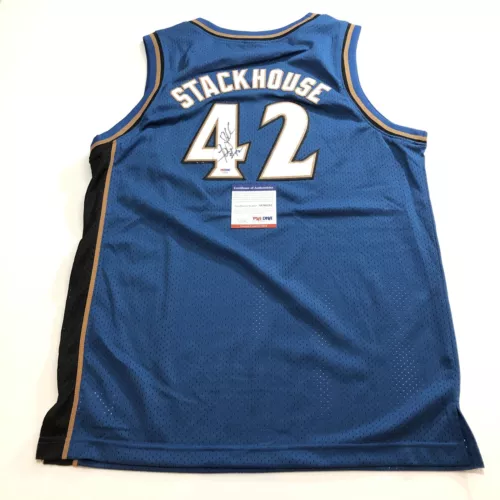 JERRY STACKHOUSE SIGNED JERSEY PSA/DNA WASHINGTON WIZARDS AUTOGRAPHED COLLECTIBLE MEMORABILIA