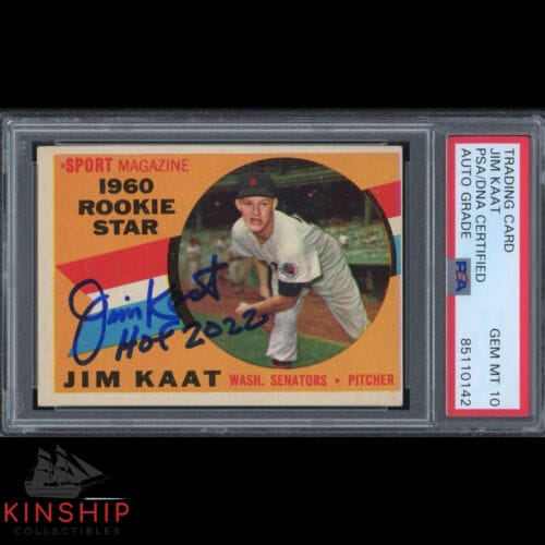 JIM KAAT SIGNED 1960 TOPPS ROOKIE CARD PSA DNA SLAB INSCRIBED HOF AUTO 10 C2960 COLLECTIBLE MEMORABILIA