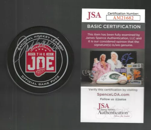 Joe Kocur Signed Detroit Red Wings Joe Louis Arena Farwell Game Puck JSA COA